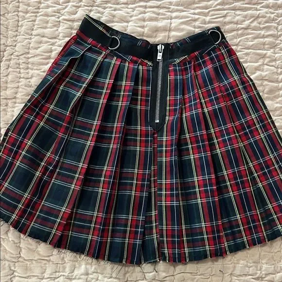Dolls kill Current Mood Red and Blue Plaid A-Linepleated, small new with tags - Picture 3 of 7